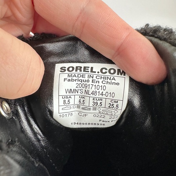 NEW SOREL Brex Leather & Faux Shearling Block Heel Lace-Up Bootie US 8.5 - Picture 10 of 15